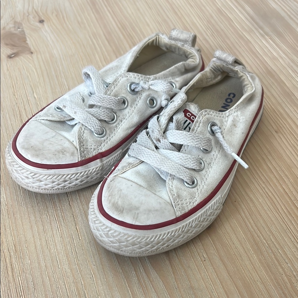 Converse Kids White slip on Sneakers no tie slides classic